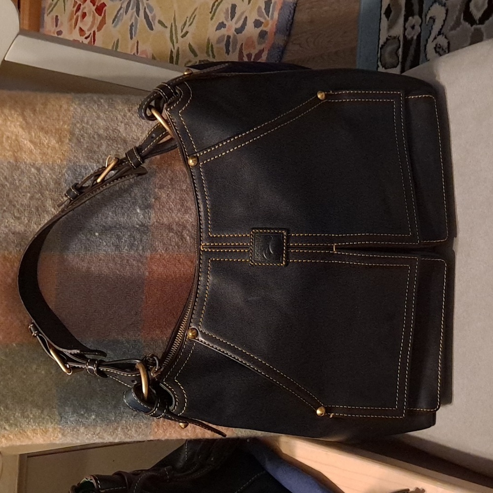 Dooney and Bourke Kingston hobo in Navy Florentine leather - Picture 2 of 9